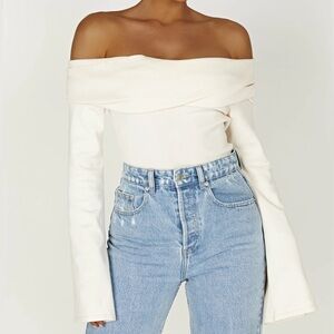 NWT Meshki Marlisa Off Shoulder Twist Top in Ivory